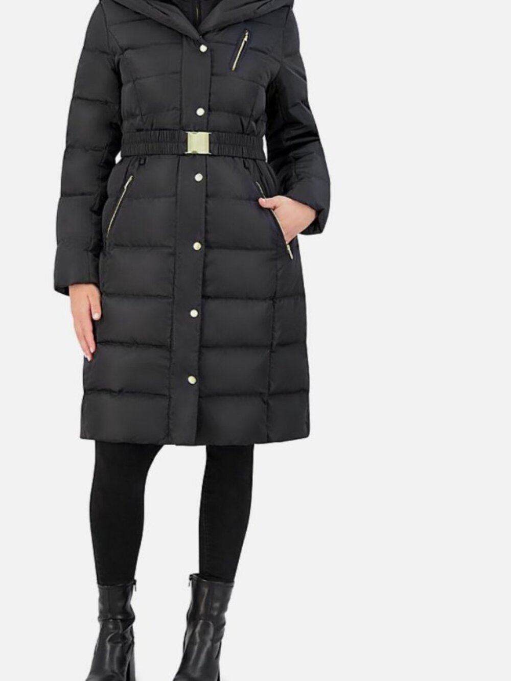 Cole Haan Women's Black Signature Faux Fur Lined Down Coat Size M